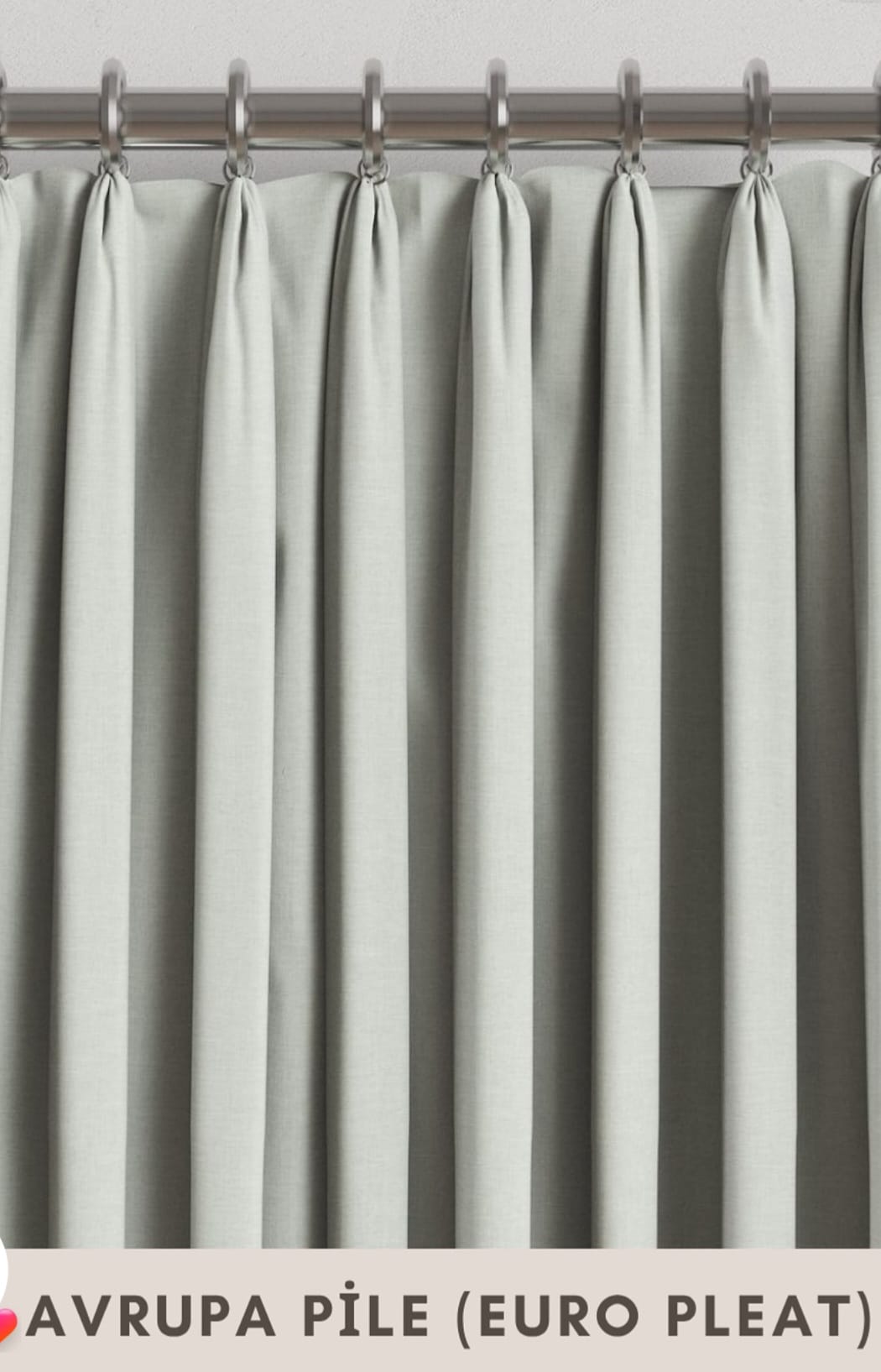 Euro pleat drapery on a modern track system