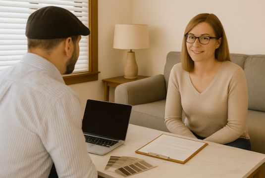 Finished interior with CaptainBlinds window coverings